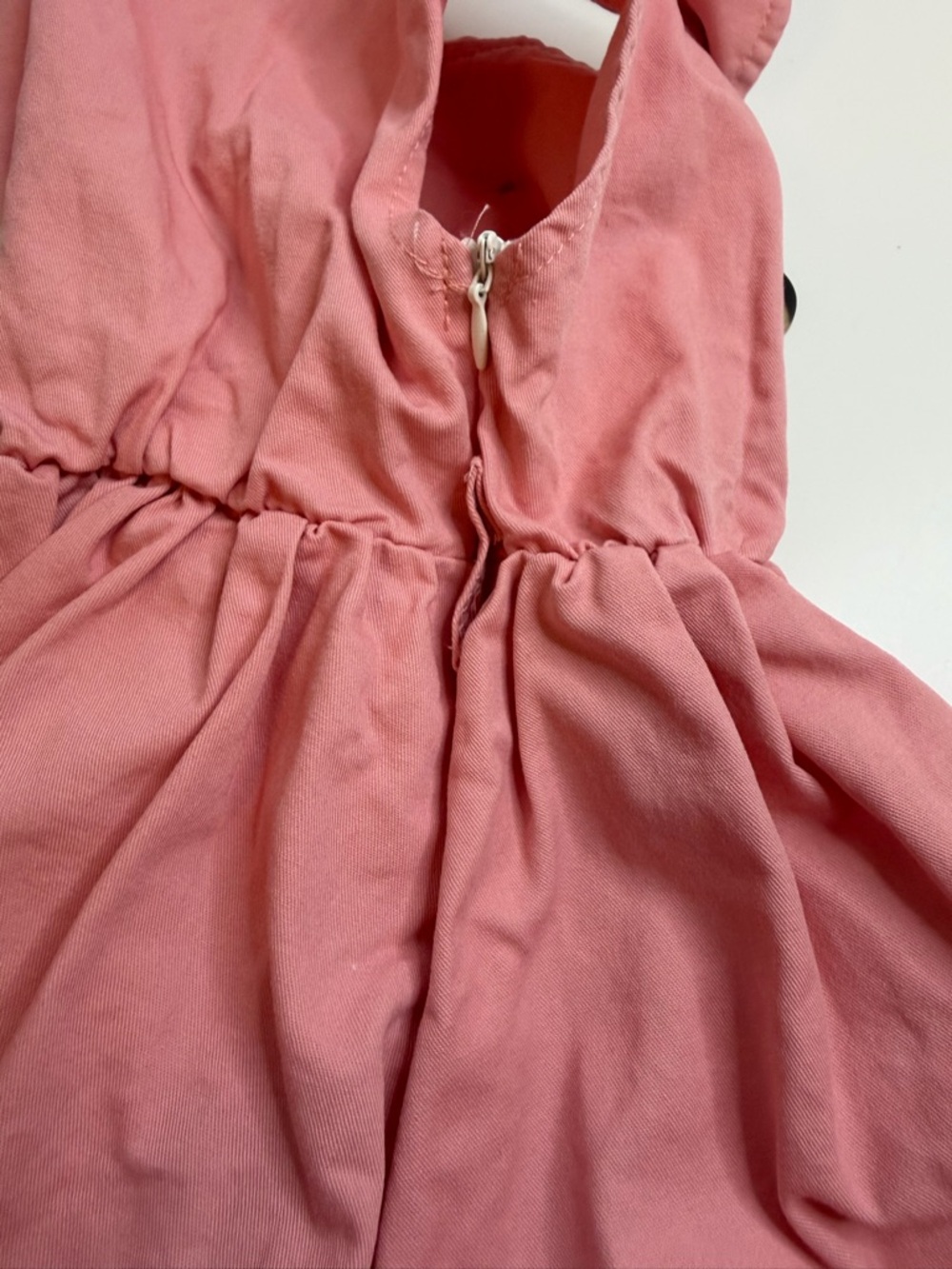 Girls Pink Sleeveless Cotton Dress with Decorative Buttons - Picture 3 of 5